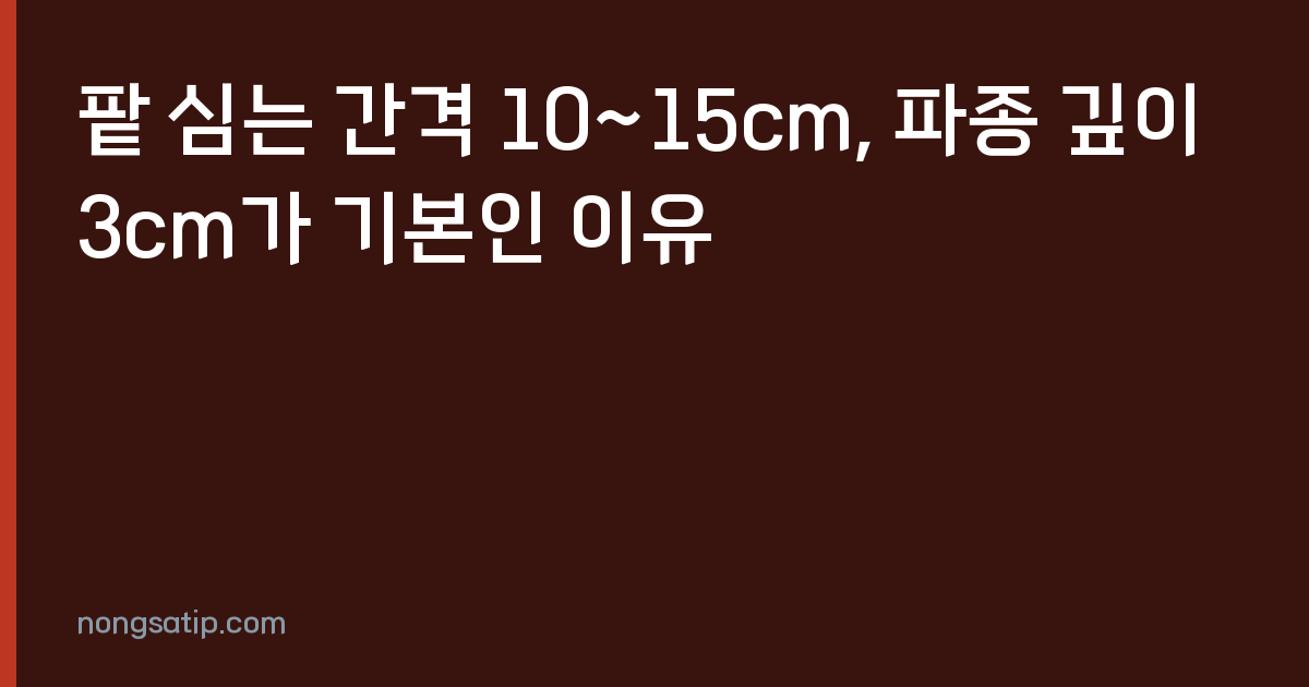 팥 심는 간격 10~15cm, 파종 깊이 3cm가 기본인 이유