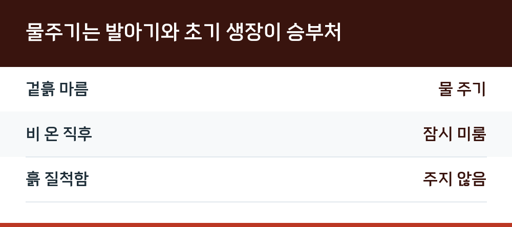 물주기는 발아기와 초기 생장이 승부처