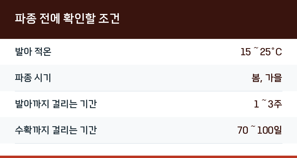 파종 전에 확인할 조건