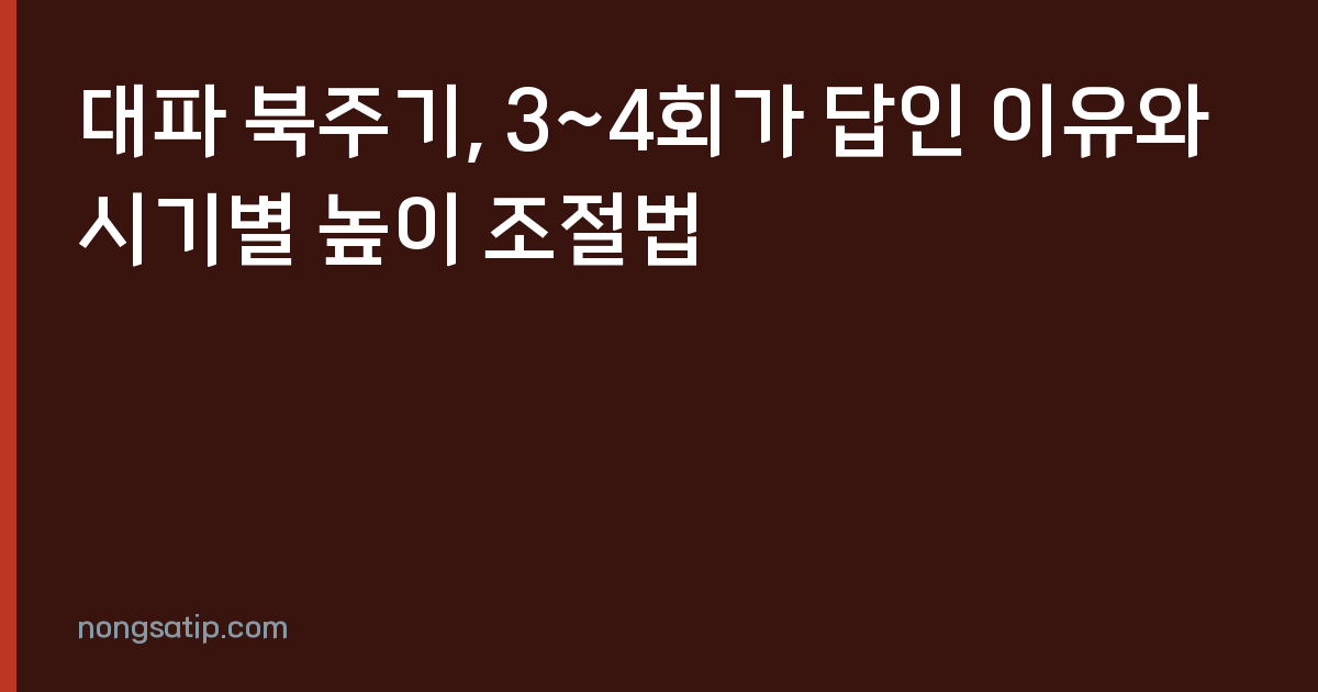 대파 북주기, 3~4회가 답인 이유와 시기별 높이 조절법