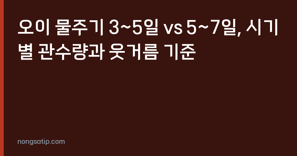 오이 물주기 3~5일 vs 5~7일, 시기별 관수량과 웃거름 기준