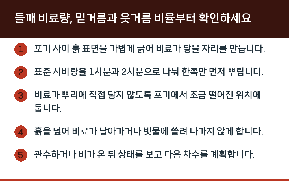 들깨 비료량, 밑거름과 웃거름 비율부터 확인하세요