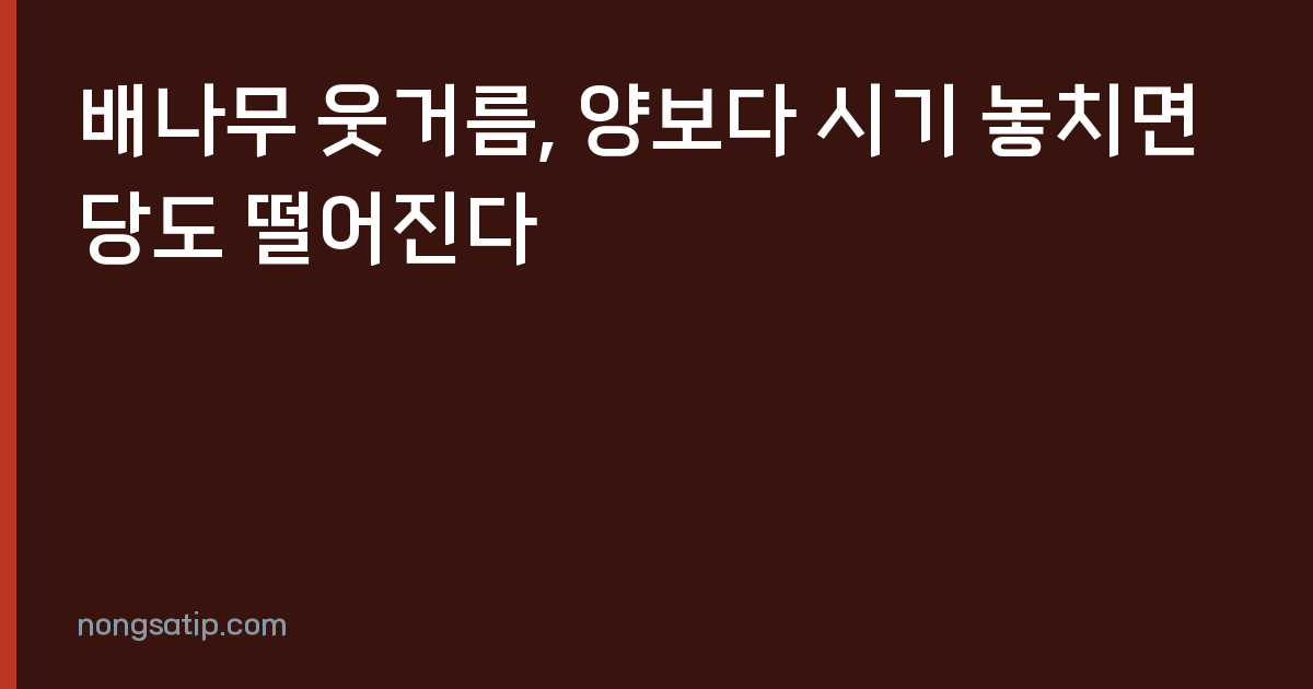배나무 웃거름, 양보다 시기 놓치면 당도 떨어진다