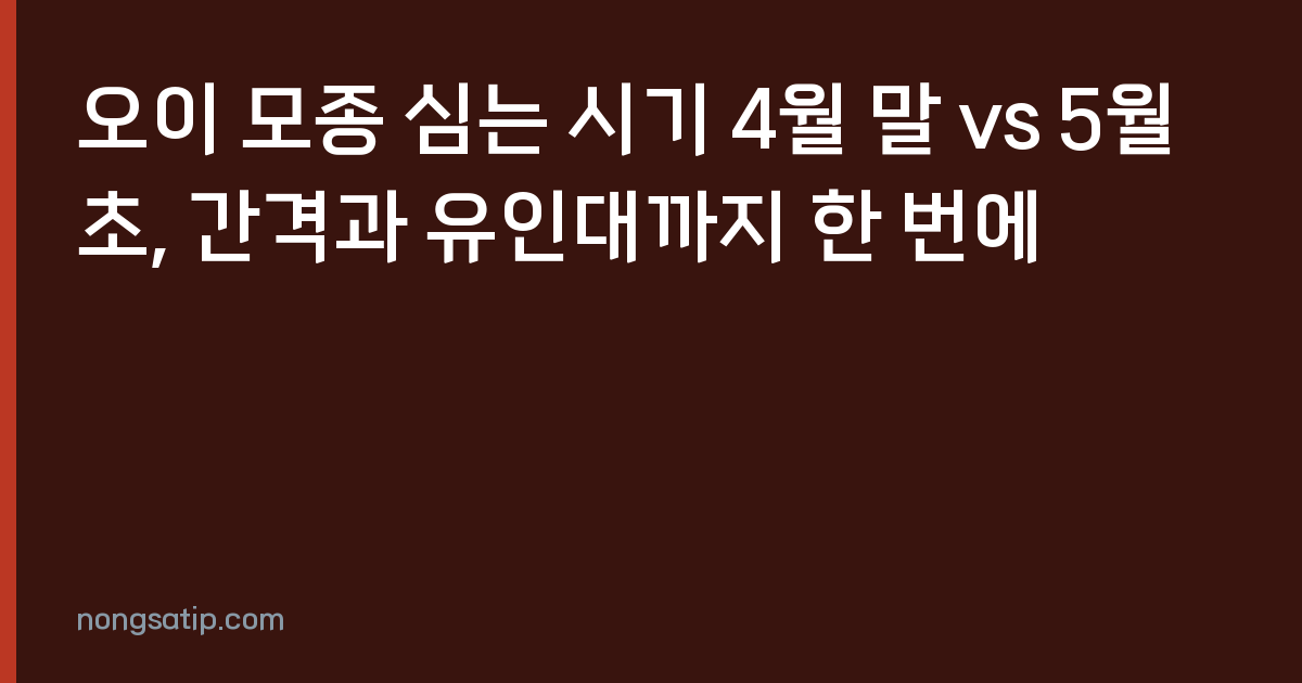 오이 모종 심는 시기 4월 말 vs 5월 초, 간격과 유인대까지 한 번에