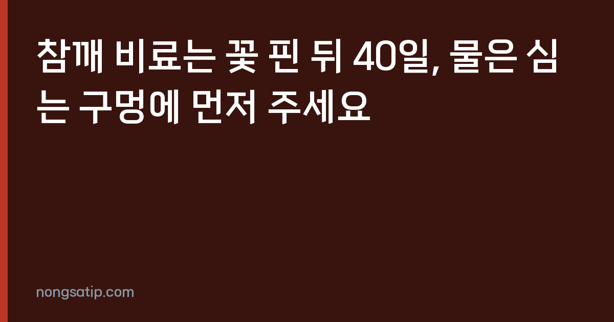 참깨 비료는 꽃 핀 뒤 40일, 물은 심는 구멍에 먼저 주세요