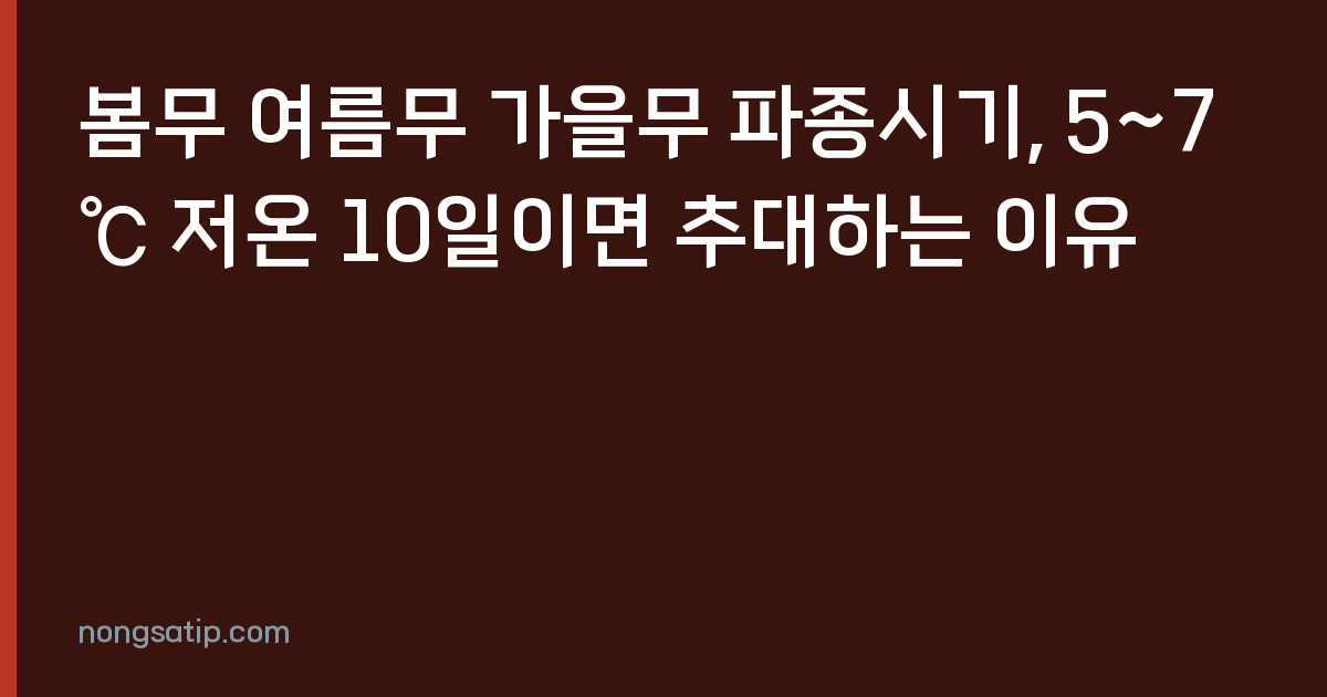 봄무 여름무 가을무 파종시기, 5~7℃ 저온 10일이면 추대하는 이유