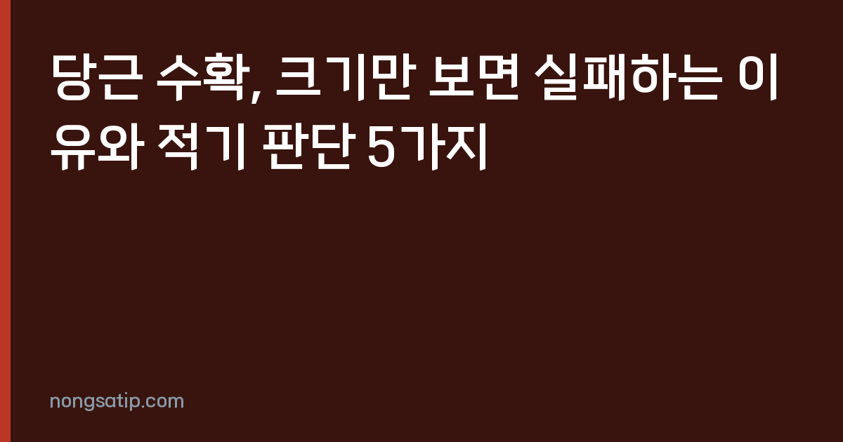 당근 수확, 크기만 보면 실패하는 이유와 적기 판단 5가지