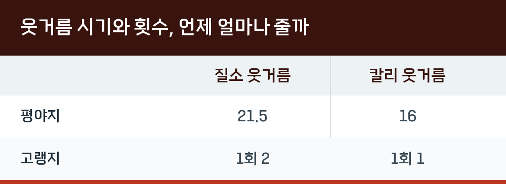 웃거름 시기와 횟수, 언제 얼마나 줄까