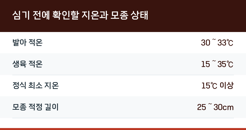 심기 전에 확인할 지온과 모종 상태