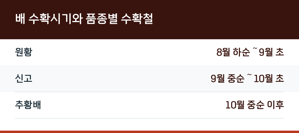 배 수확시기와 품종별 수확철