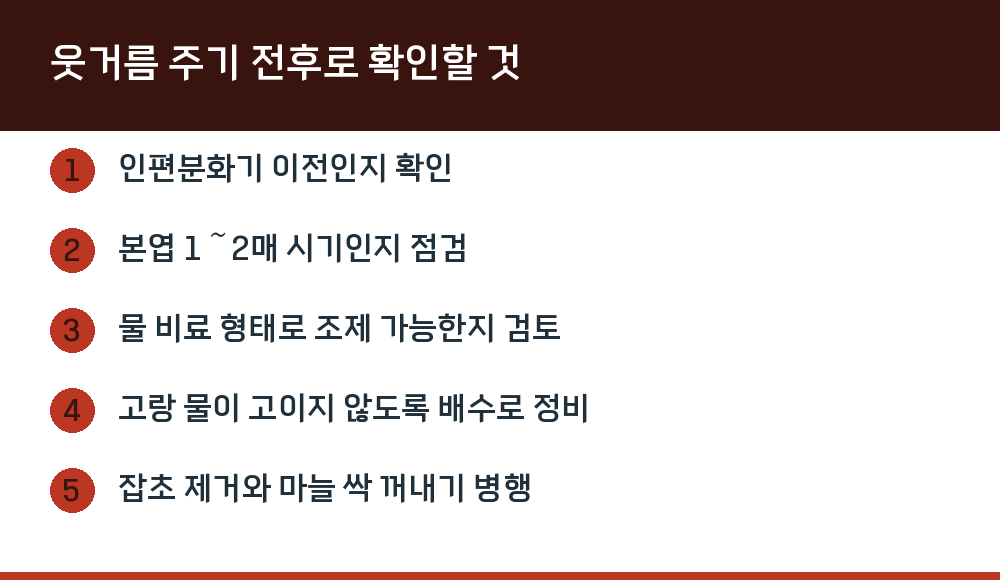 웃거름 주기 전후로 확인할 것