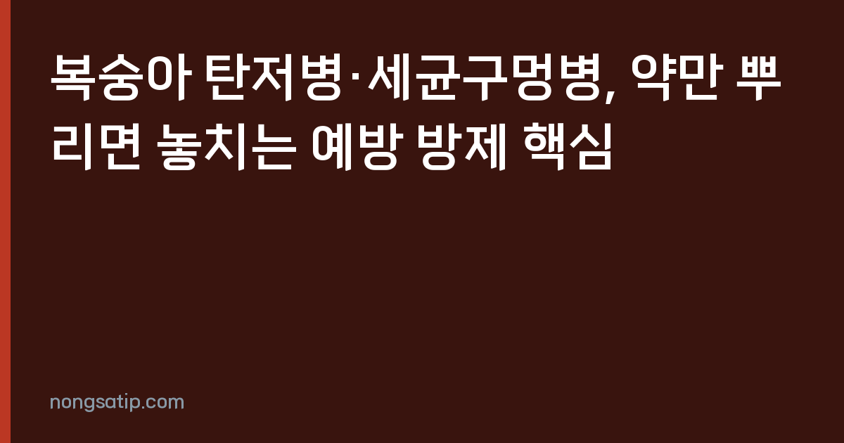 복숭아 탄저병·세균구멍병, 약만 뿌리면 놓치는 예방 방제 핵심