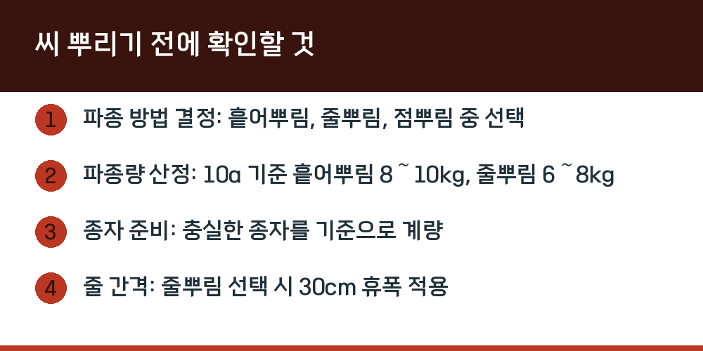 씨 뿌리기 전에 확인할 것
