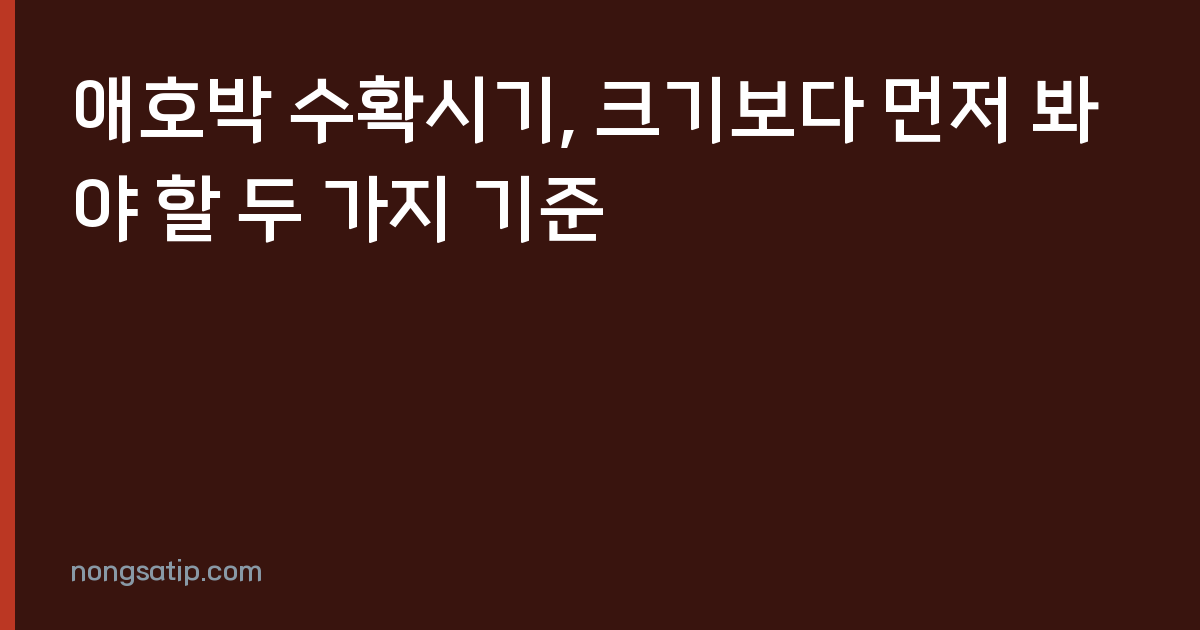애호박 수확시기, 크기보다 먼저 봐야 할 두 가지 기준