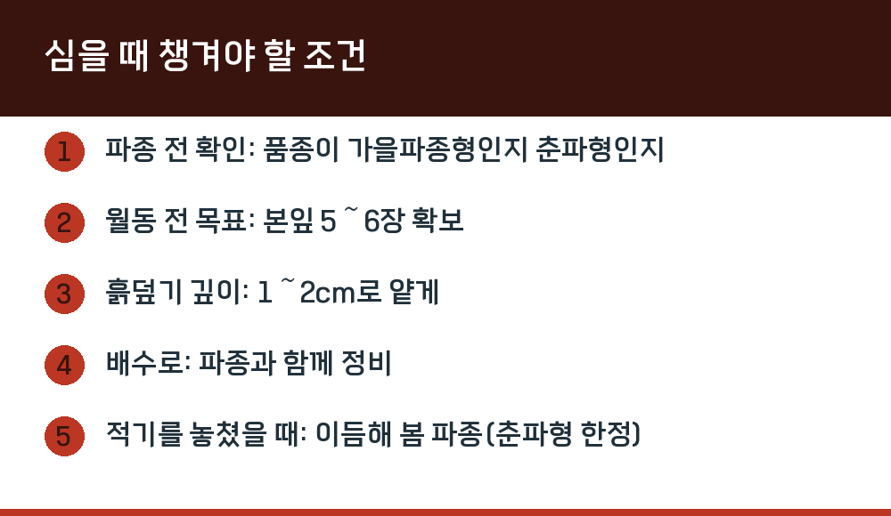 심을 때 챙겨야 할 조건