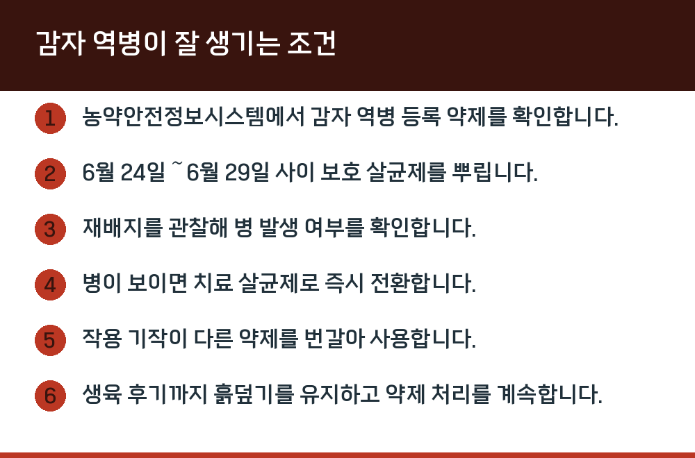 감자 역병이 잘 생기는 조건