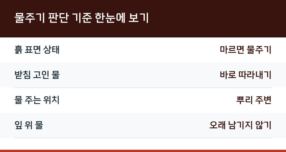 물주기 판단 기준 한눈에 보기