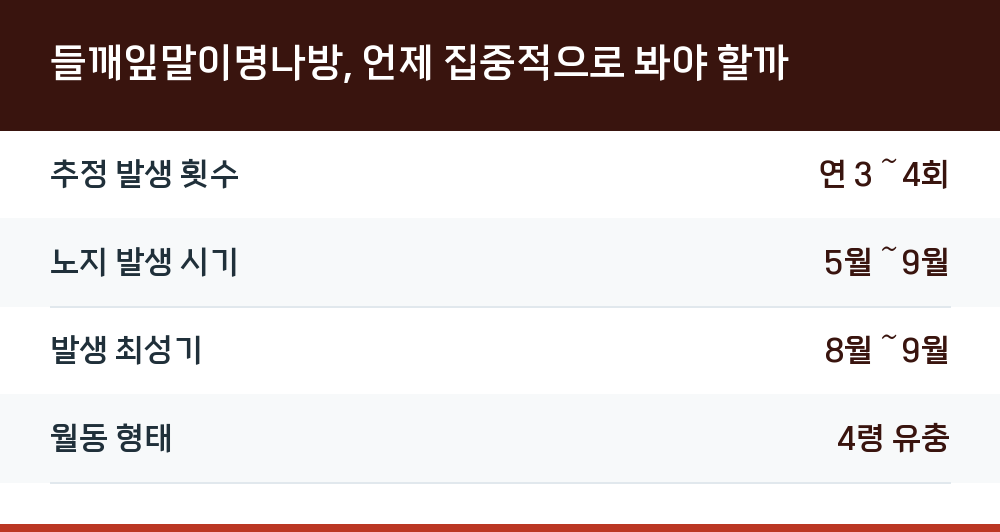 들깨잎말이명나방, 언제 집중적으로 봐야 할까
