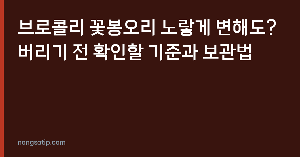 브로콜리 꽃봉오리 노랗게 변해도? 버리기 전 확인할 기준과 보관법