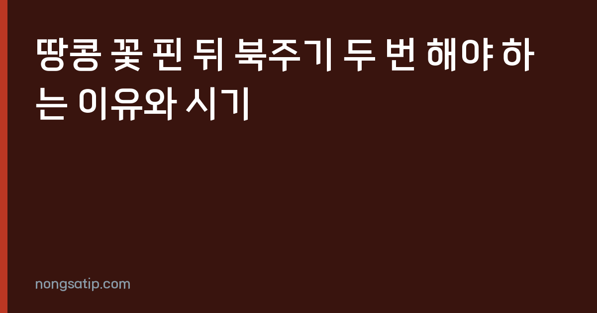 땅콩 꽃 핀 뒤 북주기 두 번 해야 하는 이유와 시기